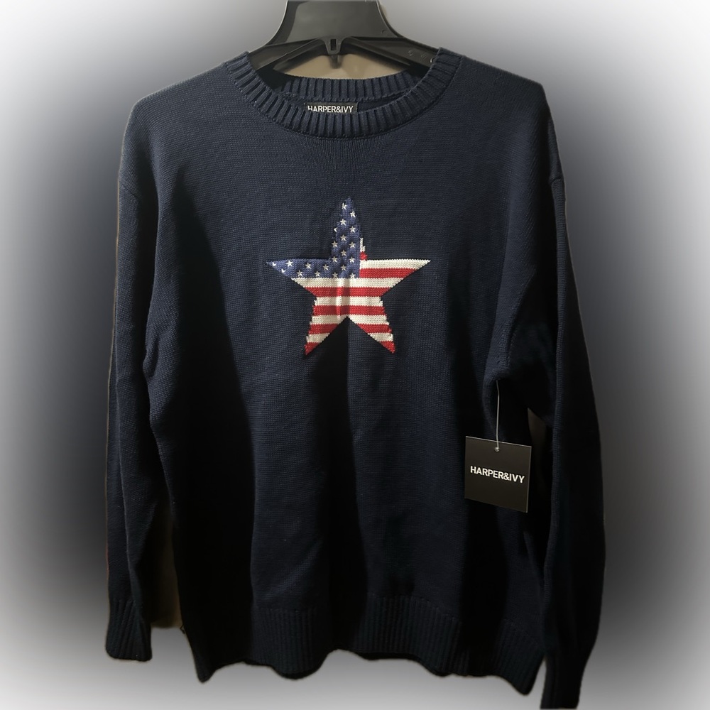 Navy Sweater with Star Design
